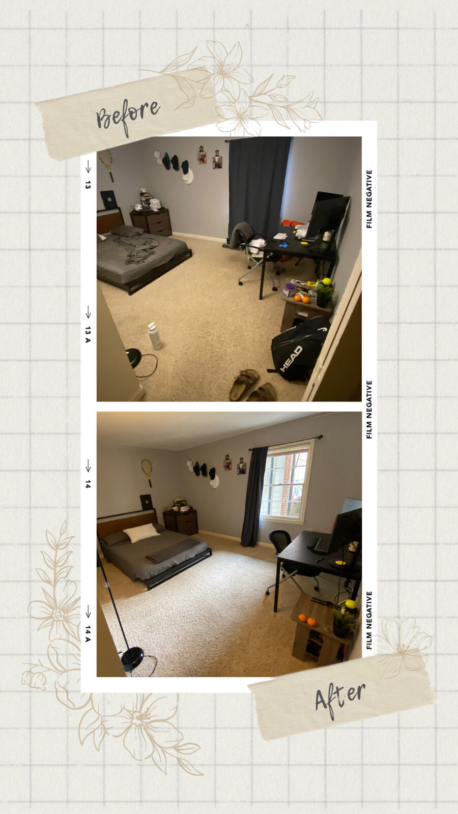 Before and after: bedroom cleaned and organized